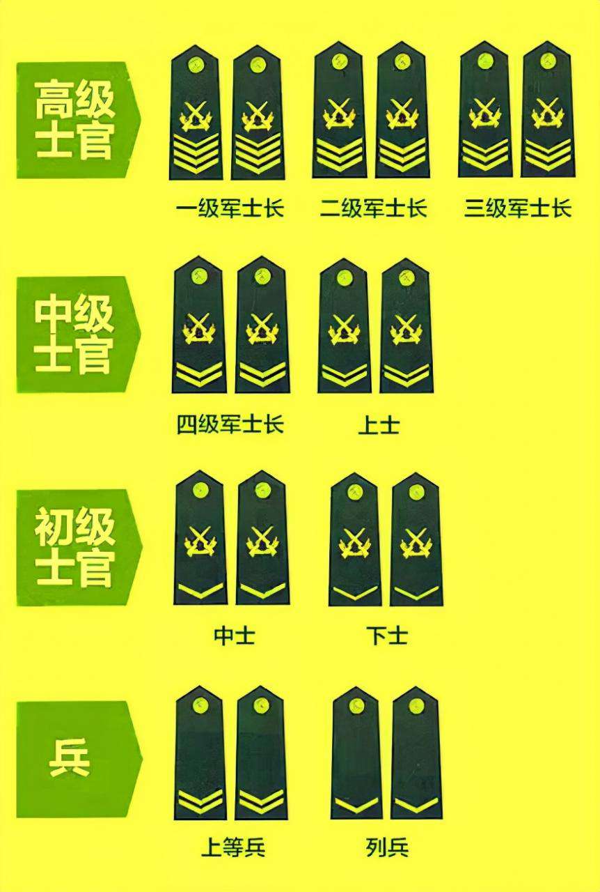 我國(guó)軍銜等級(jí)肩章排列圖片