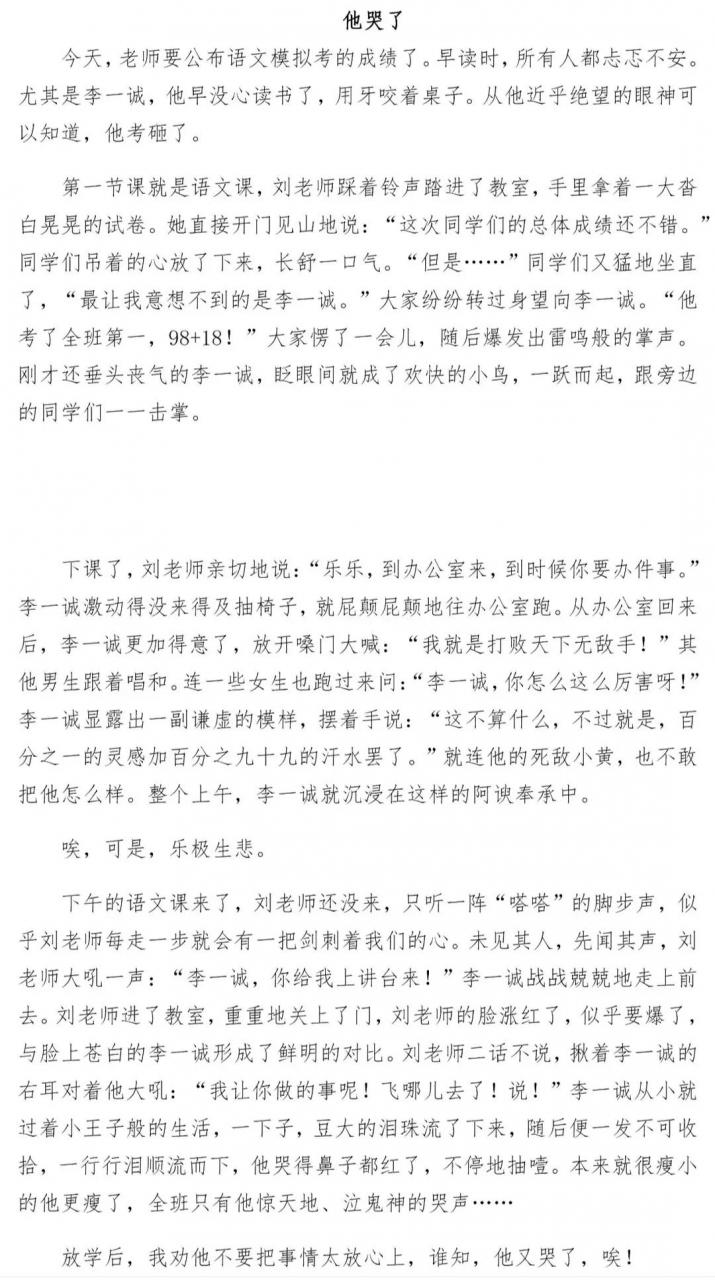 他__了作文500字左右寫作指導與范文