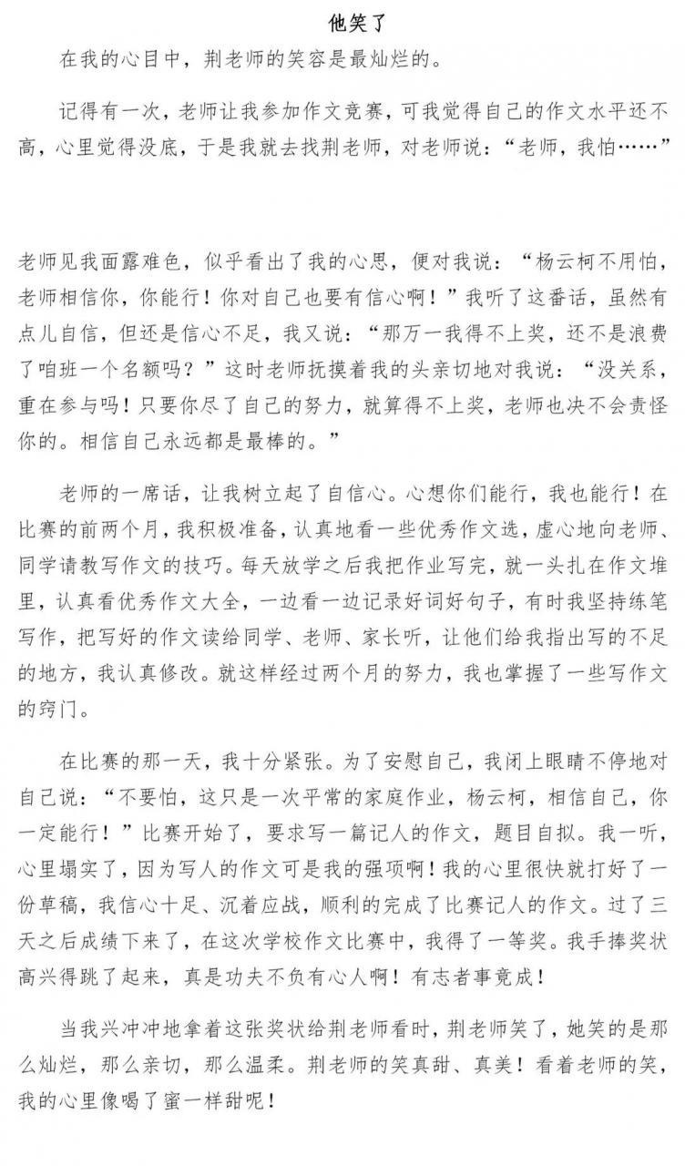 他__了作文500字左右寫作指導與范文