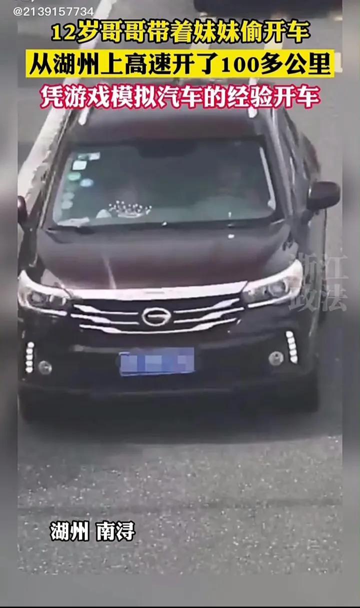 12歲哥哥帶妹妹上高速(一個敢開一個敢坐)
