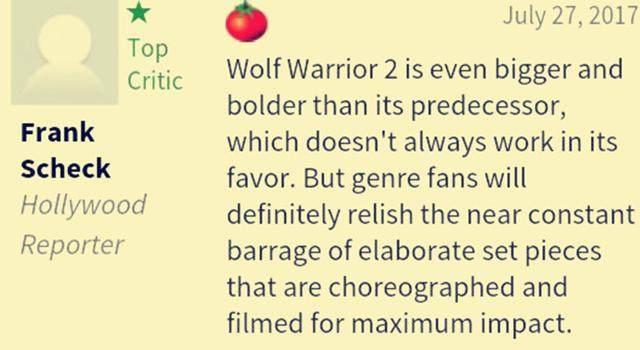 老外是怎么形容《戰狼2》的？(戰狼2好看嗎評價怎么樣)