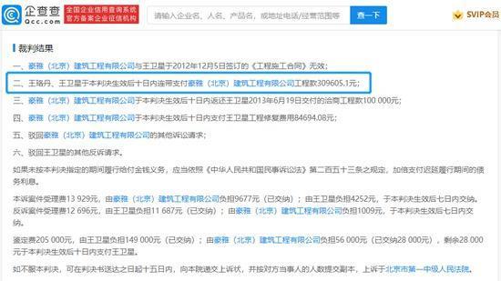 王珞丹拖欠工程款被強制執行，王珞丹因失信成為被執行人