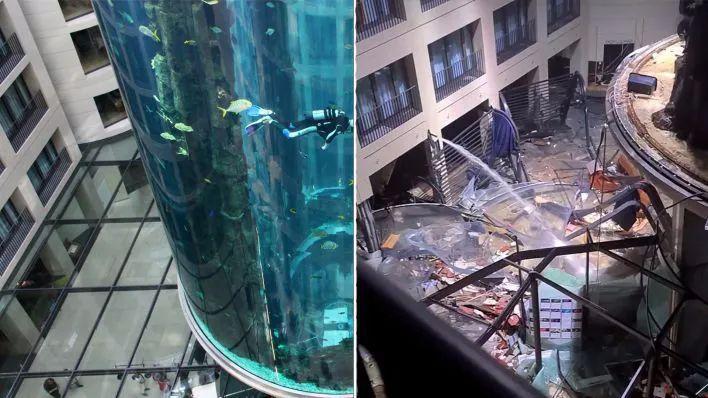 世界最大獨立圓柱體水族館爆裂，制造商介入調查